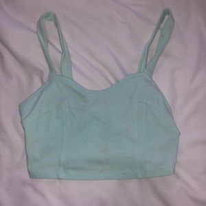 Light blue crop top with zipper back.